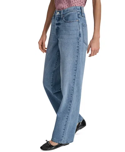 Dkny Jeans Women's Mid-rise Relaxed Straight-leg Cotton Jeans In Blue