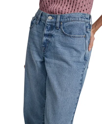 Dkny Jeans Women's Mid-rise Relaxed Straight-leg Cotton Jeans In Blue