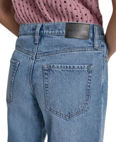 Dkny Jeans Women's Mid-rise Relaxed Straight-leg Cotton Jeans In Blue
