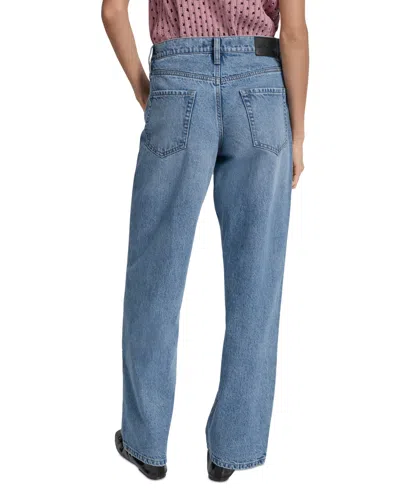 Dkny Jeans Women's Mid-rise Relaxed Straight-leg Cotton Jeans In Blue