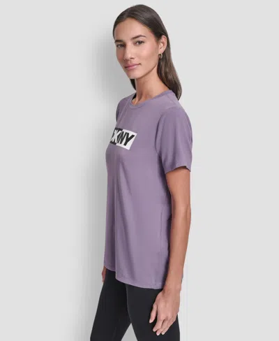 Dkny Sport Women's Colorblocked-logo Crewneck T-shirt In Purple