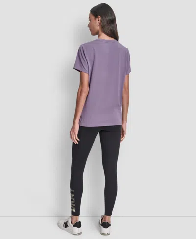 Dkny Sport Women's Colorblocked-logo Crewneck T-shirt In Purple