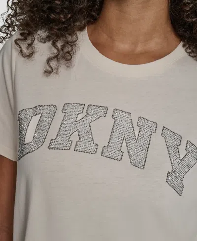 Dkny Women's Arched Exploded Rhinestone Crewneck T-shirt In Yellow
