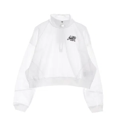 Nike Lightweight High Neck Sweatshirt Women Sportswear Air 1/4 - Zip Fleece Top White/white/black In White