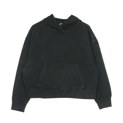 Nike Women's Lightweight Hooded Sweatshirt W Sportswear Wash Hoodie Black/black In Black