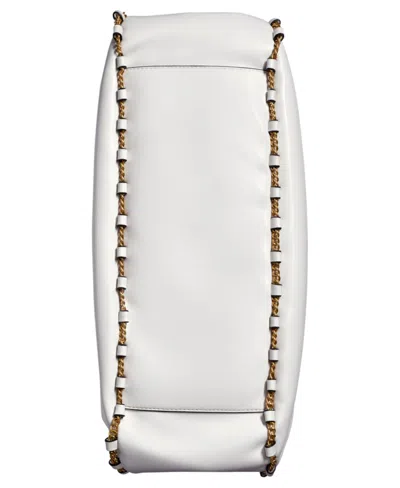 Donna Karan Batiste Triple Compartment Leather Shoulder Bag In White