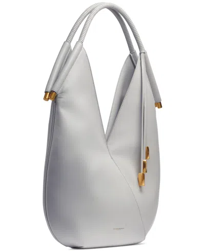 Donna Karan Baldwin Large Shoulder With Leather Wrapped Rounded Handle In Gray