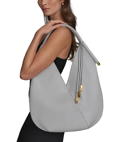 Donna Karan Baldwin Large Shoulder With Leather Wrapped Rounded Handle In Gray