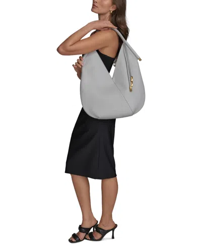 Donna Karan Baldwin Large Shoulder With Leather Wrapped Rounded Handle In Gray