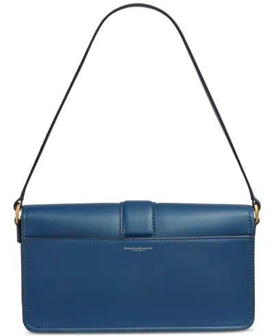 Donna Karan Valley Stream Leather Buckle Shoulder With Removable Strap In Blue