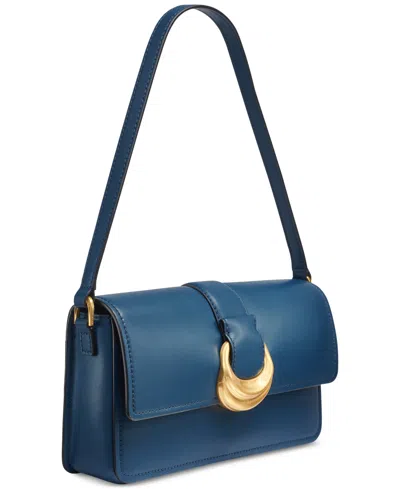 Donna Karan Valley Stream Leather Buckle Shoulder With Removable Strap In Blue
