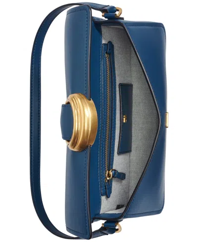 Donna Karan Valley Stream Leather Buckle Shoulder With Removable Strap In Blue