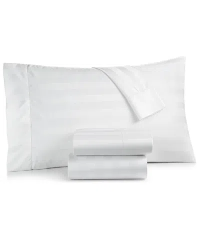 Charter Club 1.5" Stripe 550 Thread Count 100% Cotton 18" Fitted Sheet, California King, Exclusively At Macy's In White