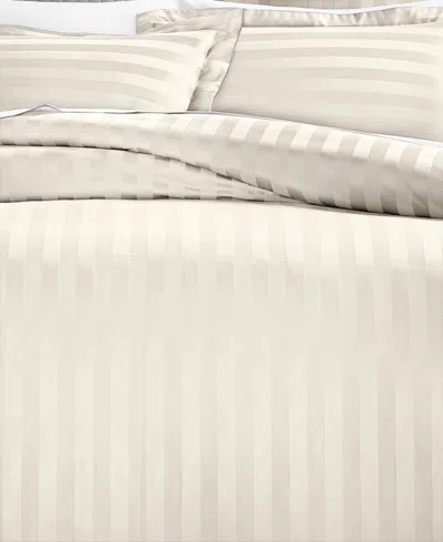 Charter Club 1.5" Stripe 550 Thread Count 100% Cotton 3-pc. Duvet Cover Set, Full/queen, Exclusively At Macy's In White