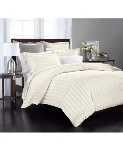 Charter Club 1.5" Stripe 550 Thread Count 100% Cotton 3-pc. Duvet Cover Set, Full/queen, Exclusively At Macy's In White