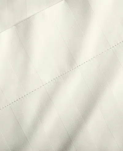 Charter Club 1.5" Stripe 550 Thread Count 100% Cotton Flat Sheet, Queen, Exclusively At Macy's In White