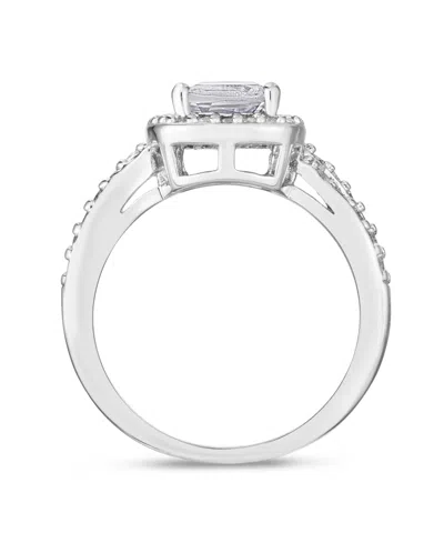 Macy's Simulated Birthstone Cushion Cubic Zirconia Halo Solitaire Ring In Silver Plate In Metallic