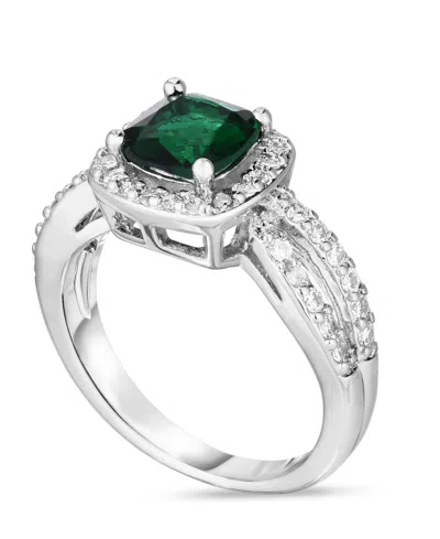 Macy's Simulated Birthstone Cushion Cubic Zirconia Halo Solitaire Ring In Silver Plate