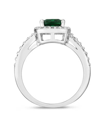 Macy's Simulated Birthstone Cushion Cubic Zirconia Halo Solitaire Ring In Silver Plate