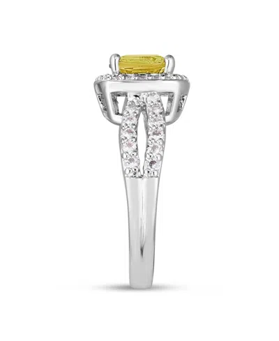 Macy's Simulated Birthstone Cushion Cubic Zirconia Halo Solitaire Ring In Silver Plate In Metallic