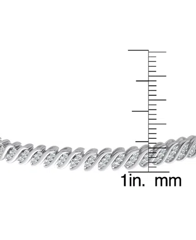 Macy's Diamond Triple Row "s" Link Bracelet (1 Ct. T.w.) In Sterling Silver Or 14k Gold-plated Sterling Sil In Silver