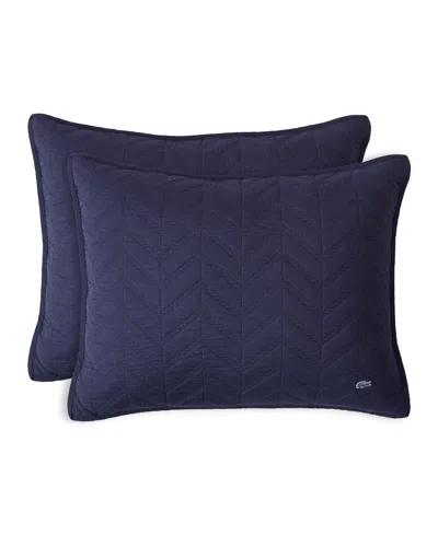Lacoste Home Closeout!  Herringbone Stitch Quilt Set, King In Blue
