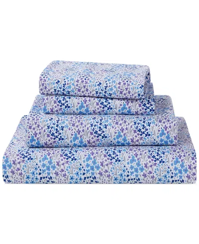 Sunham Microfiber Easy Care Printed 4-pc. Sheet Set, King In Blue