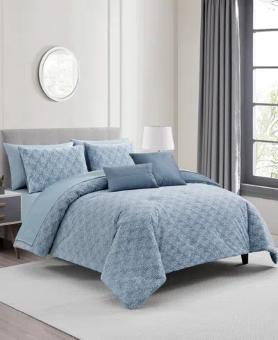 Sunham Shawna 9-pc. Comforter Set, King, Exclusively At Macy's In Blue