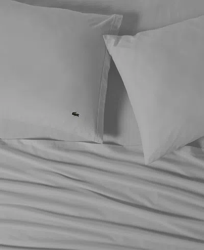 Lacoste Home Solid Cotton Percale Sheet Set, Twin In Gray