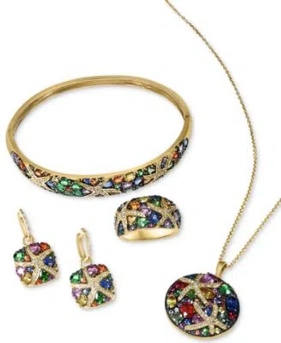 Effy Collection Effy Multi Gemstone Diamond Starfish Jewelry Necklace In 14k Gold In Blue