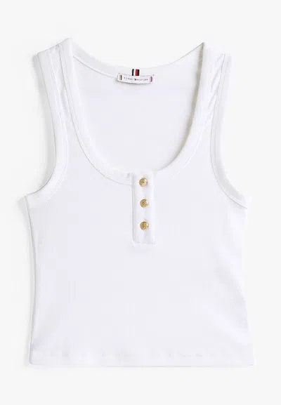 Tommy Hilfiger Slim Henley Gb Scoop-nk Tank Top In White