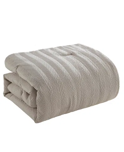 Vcny Home Herringbone Tonal 3-pc. Comforter Set, King In Brown