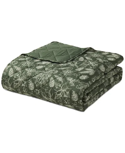 Seventh Studio Merry Botanical-print Pinsonic Microfiber 2-pc. Quilt Set, Twin In Green
