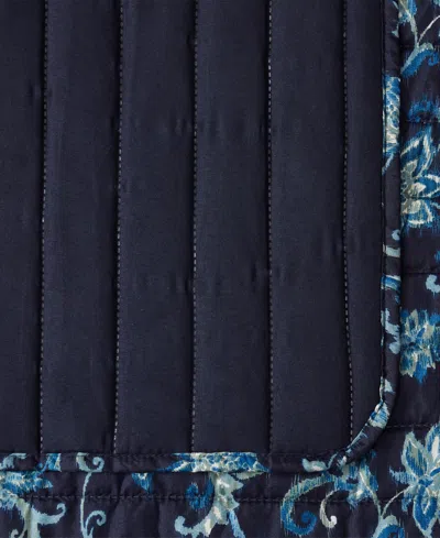 Seventh Studio Vancie Floral Pinsonic Microfiber 3-pc. Quilt Set, Full/queen In Blue