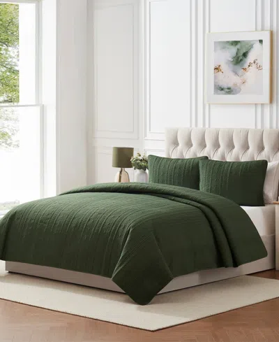 Seventh Studio Cable-knit Pinsonic Microfiber 2-pc. Quilt Set, Twin In Green