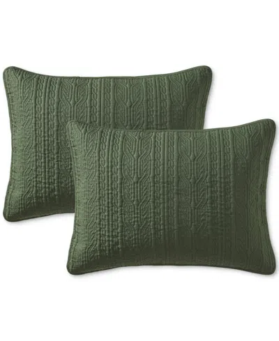 Seventh Studio Cable-knit Pinsonic Microfiber 2-pc. Quilt Set, Twin In Green