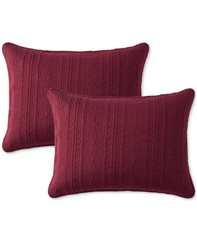Seventh Studio Cable-knit Pinsonic Microfiber 3-pc. Quilt Set, King In Burgundy