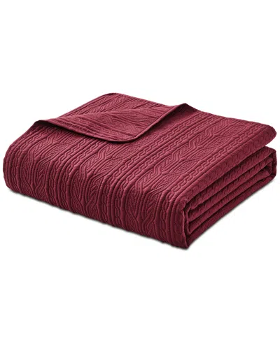Seventh Studio Cable-knit Pinsonic Microfiber 3-pc. Quilt Set, King In Burgundy