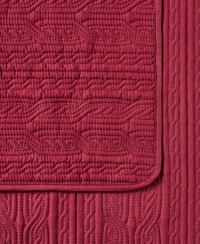 Seventh Studio Cable-knit Pinsonic Microfiber 3-pc. Quilt Set, King In Burgundy