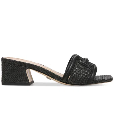 Sam Edelman 45mm Waylon Textured Block-heel Sandals In Black