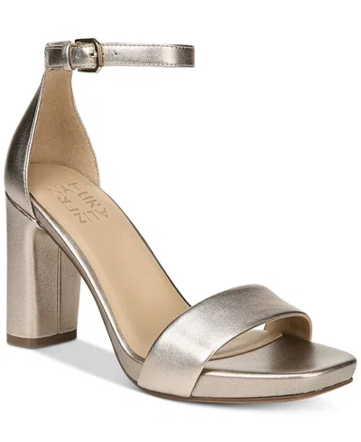 Naturalizer Joy Square Toe Ankle Strap Dress Sandals In Gold