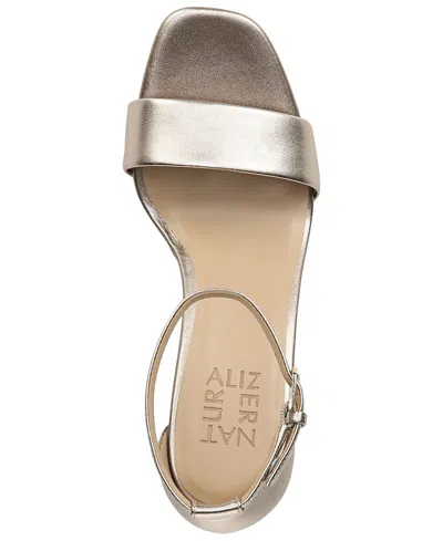 Naturalizer Joy Square Toe Ankle Strap Dress Sandals In Gold