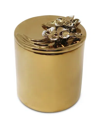 Vivience Decorative Candle With Flower Design Lid, 4" D In Multi