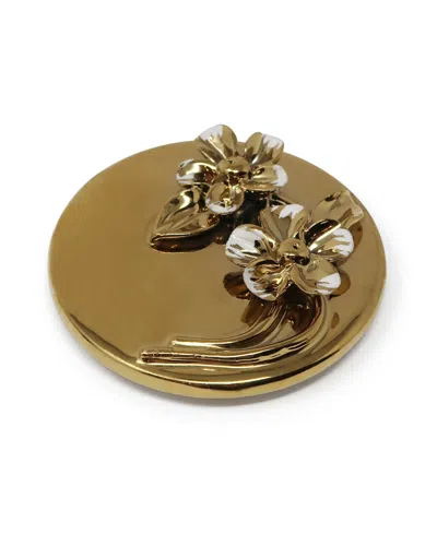 Vivience Decorative Candle With Flower Design Lid, 4" D In Multi