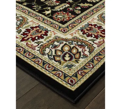 Oriental Weavers Closeout!  Kashan 108b Black/ivory 2'3" X 7'6" Runner Area Rug In Multi