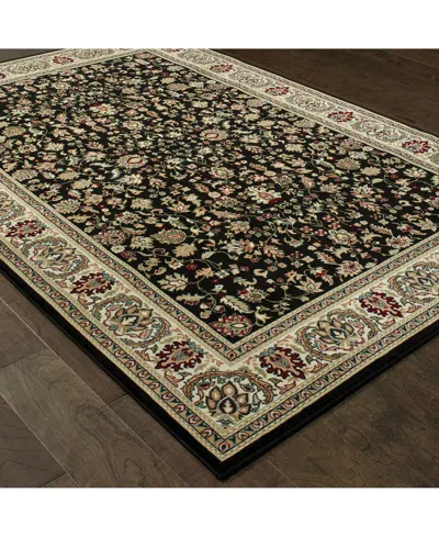 Oriental Weavers Closeout!  Kashan 108b Black/ivory 2'3" X 7'6" Runner Area Rug In Multi
