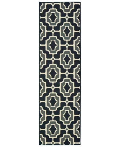 Oriental Weavers Marina 1491z Black/gray 2'3" X 7'6" Indoor/outdoor Runner Area Rug In Multi