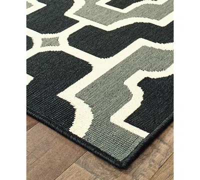 Oriental Weavers Marina 1491z Black/gray 2'3" X 7'6" Indoor/outdoor Runner Area Rug In Multi