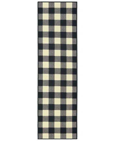 Oriental Weavers Marina 1932k Black/ivory 2'3" X 7'6" Indoor/outdoor Runner Area Rug In Multi