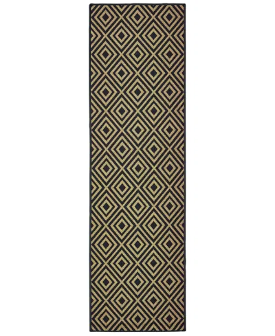 Oriental Weavers Marina 2335k Black/tan 2'3" X 7'6" Indoor/outdoor Runner Area Rug In Multi